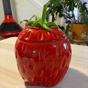 Vintage strawberry cookie jar